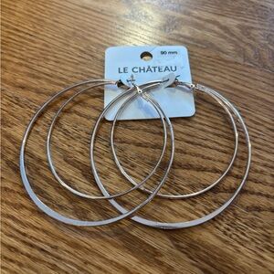 le chateau Silver Layered Hoop Earrings